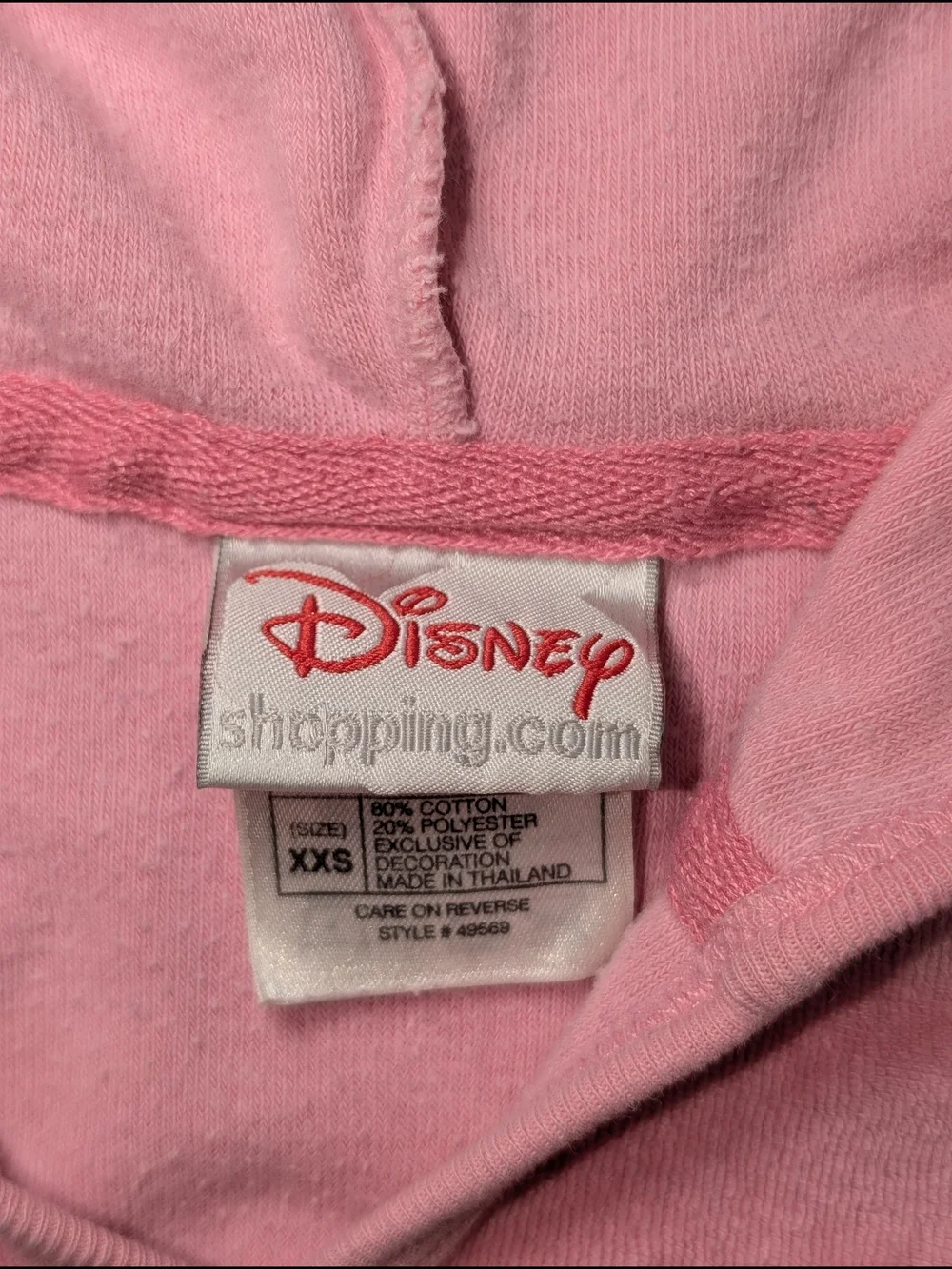Disney Girl XXS Pink Hooded Terry Shirt Coverup Princess Embroidery Short Sleeve